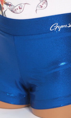 Modré třpytivé gymnastické kraťasy dámské zepředu