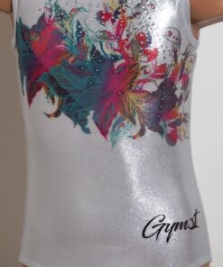 Gymnastický dres třpytivý Glitter flower focený předek